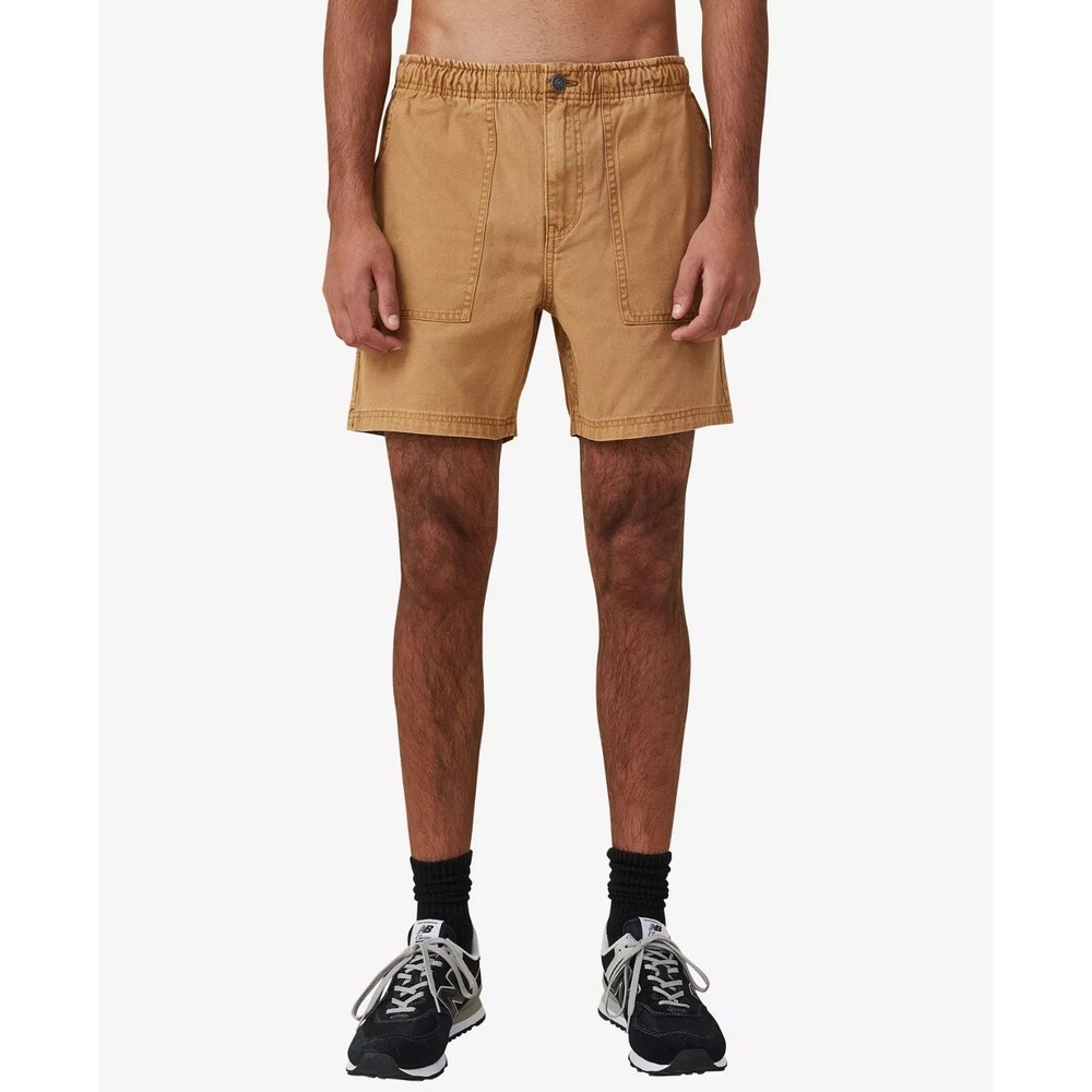COTTON ON Shorts Mens Large Tan Elastic Waist WORKER Chino Short
